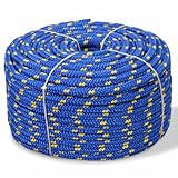 vidaXL Corde Marine 50 m x 10 mm, Bleue, Polypropylène, Résistante aux Intempéries, Flottante, Anti UV et Anti Usure, Pour Jardin, Plein Air et Bateaux