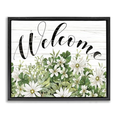 Rustic Welcome Floral Planked Sign, 17 x 21 Inch Canvas in Floater Frame