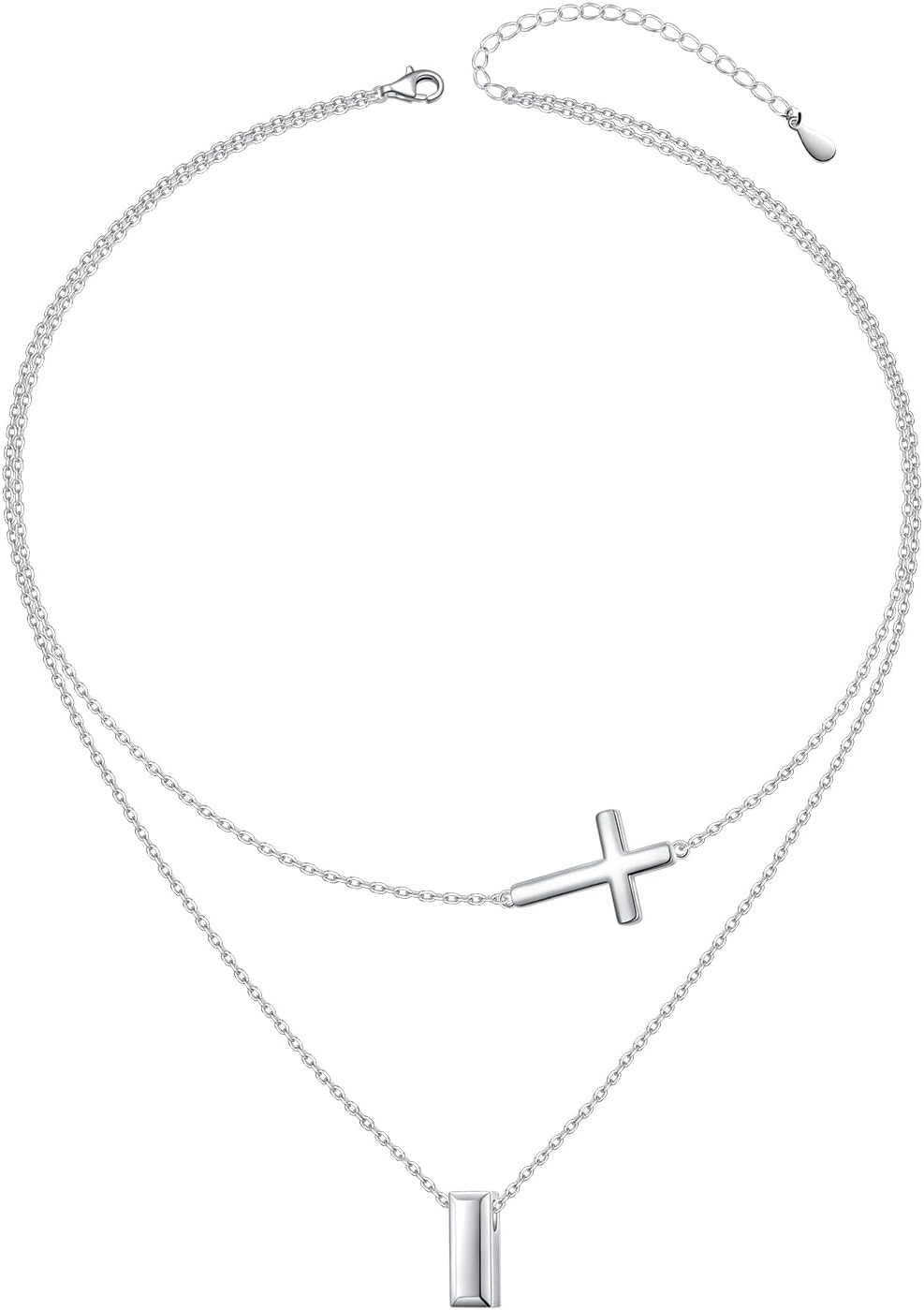 DAOCHONG S925 Sterling Silver Jewelry Sideways Cross Choker Necklace 14 inches to 18 inches