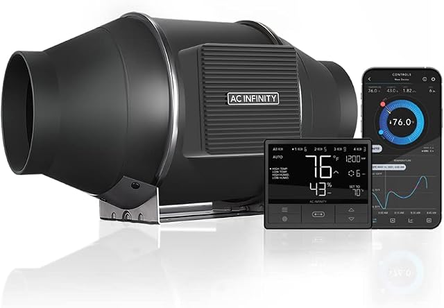 AC Infinity CLOUDLINE T4, Quiet 4 Inline Duct Fan with Temperature Humidity Controller, Bluetooth App - Ventilation Exhaust Fan for Heating Cooling Booster, Grow Tents, Hydroponics