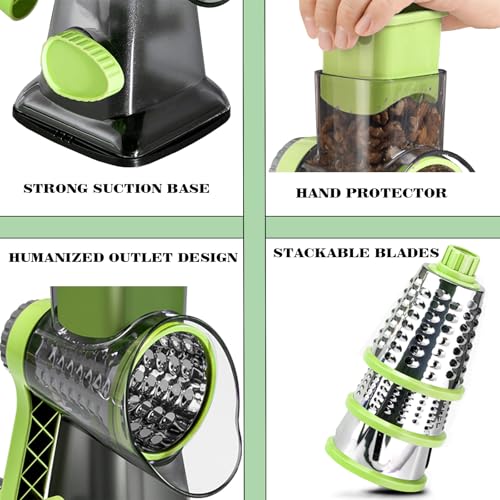 Eleko Meyar Cheese Grater with Handle, Multifunctional Manual Rotary Cheese Grater - Cheese Shredder Easily Chop Carrots, Potatoes, Vegetables and Fruits and Easy to Clean - Image 5