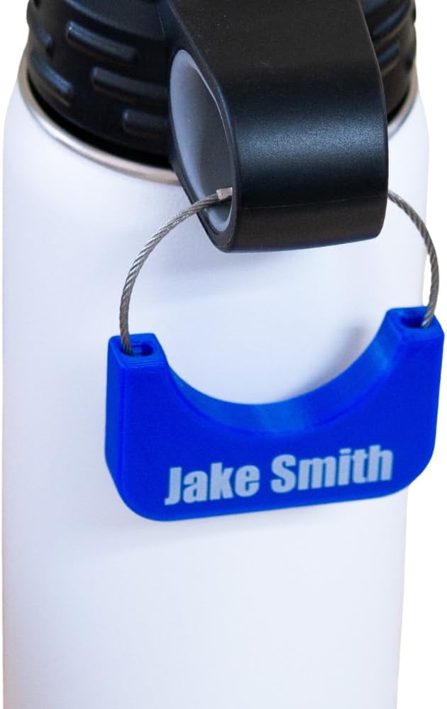 Legit 3D Custom Water Bottle Handle and Name Tag with Laser-Etched Personalization – Durable Stainless Steel Loop Included