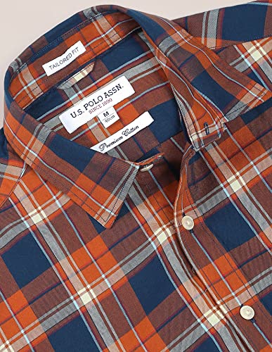 Image of U.S. POLO ASSN. Plaid Check Twill Casual Shirt(8905706591475) Rust