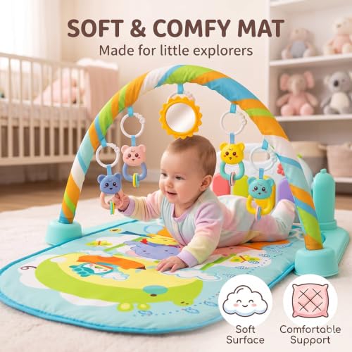 Image of StarAndDaisy Baby Play Gym with Musical Piano, Hanging Toys & Soft Play Mat, Infant Activity Gym for Tummy Time, Sensory Play & Early Learning, Baby Gym for 0-24 Months
