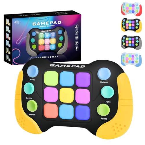 Light Up Pop it Game Quick Push Bubble Game Yellow Puzzle Pop Games Fidget Toys Electric Poppet Game Speed Push Game Machine Popping Game for Kids Boys Girls 5 6 7 8 9 Year Old Christmas Birthday Gift