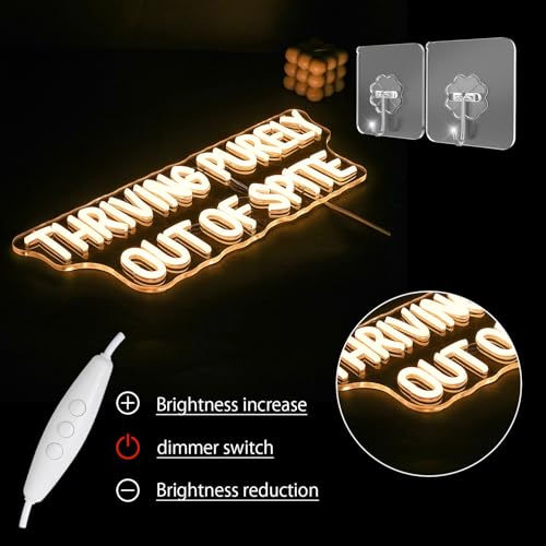Image of Thriving Purely Out Of Spite Neon Sign for Wall Decor Warm Letter Neon Light Motivational Quotes LED Sign Halloween Neon Light Sign for Classroom Bar Home shop Decoration