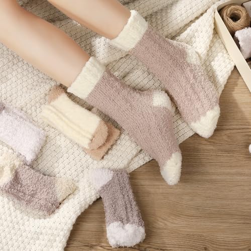 Image of Premillow Fuzzy Socks for Women, Winter Warm & Cozy Fluffy Socks Womens Ultra Soft Sleeping Slipper Sock for Women Gifts