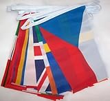 AZ FLAG FAHNENKETTE 28 LÄNDER DER EUROPÄISCHEN Union 8 Meter mit 28 flaggen 21x14cm- Europa 28 Nationen Girlande Flaggenkette 14 x 21 cm