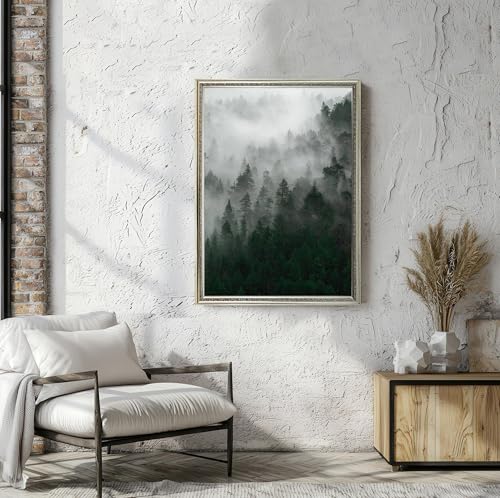 Montagne brumeuse tableau sur toile pour salon zen déco 70 x 100 cm