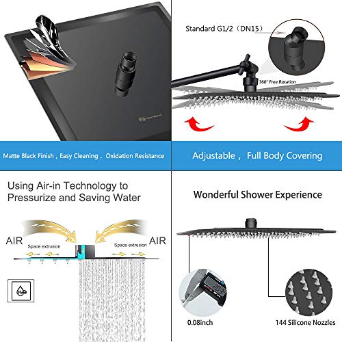 image for NearMoon Rain Shower Head with 11’’ Adjustable Extension Arm, Larg