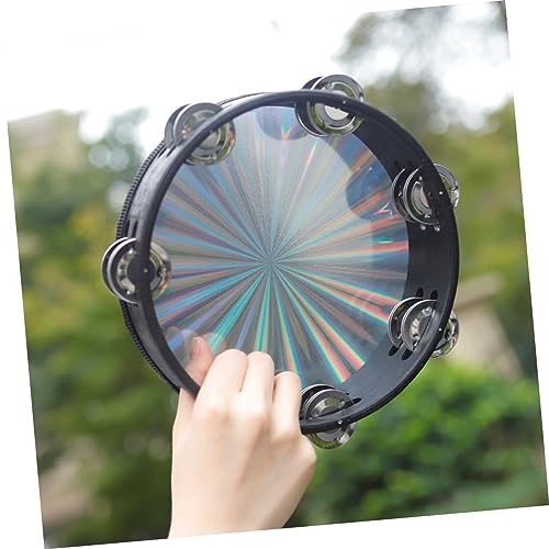 Abaodam maracá de plastico pandeiro de mão jingles de metal percussão brinquedo pandeiro radiante ta