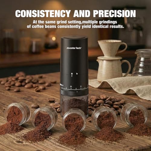 Image of Portable Electric Burr Coffee Grinder - Cordless Rechargeable Coffee Grinder with Ceramic Conical Burr, USB-C, Ultra Quiet <65dB, 38 Adjustable Settings, Travel Coffee Grinder for Camping Office Home