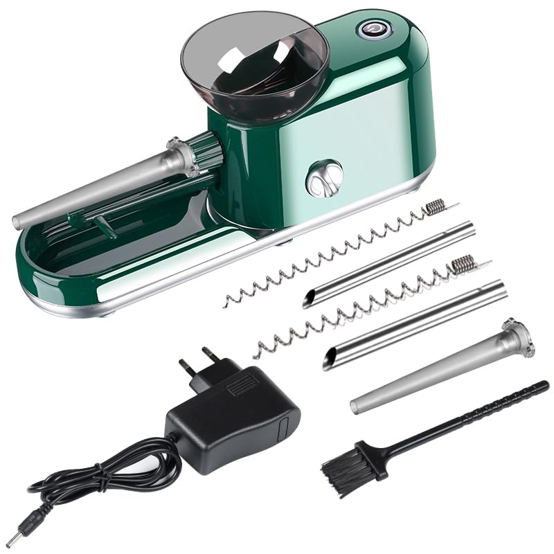 Cigarette Rolling Machine Electric Automatic Injector Tobacco Roller Maker 3 in 1Portable Good for Regular King Size 8mm /Slim 100s Size Tube/Pre Roll Cones (Green)