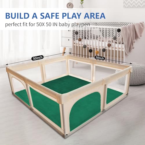 Image of Ultra Soft Baby Play Mat for Floor,1.3 inch Thick Elasti-Foam 50x50 Playpen Mat for Toddlers Infant kids,Non-Slip Backing Safe for Crawling&Tummy Time,Tatami Style (Dark Green)