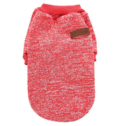 Image of fleece Pet Dog Classic Knitwear Sweater Warm Winter Puppy Pet Coat Soft Sweater Clothing for Small Dogs (S, Red), 1 count