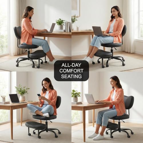 Image of DROGO Meditura Ergonomic Cross Legged Office Chair with 360 Wheels, ADHD Chair for Adults, Meditation Chair, Yoga Office Chair, Comfortable Back Support, 4.7' Adjustable Height & Recline (Black)