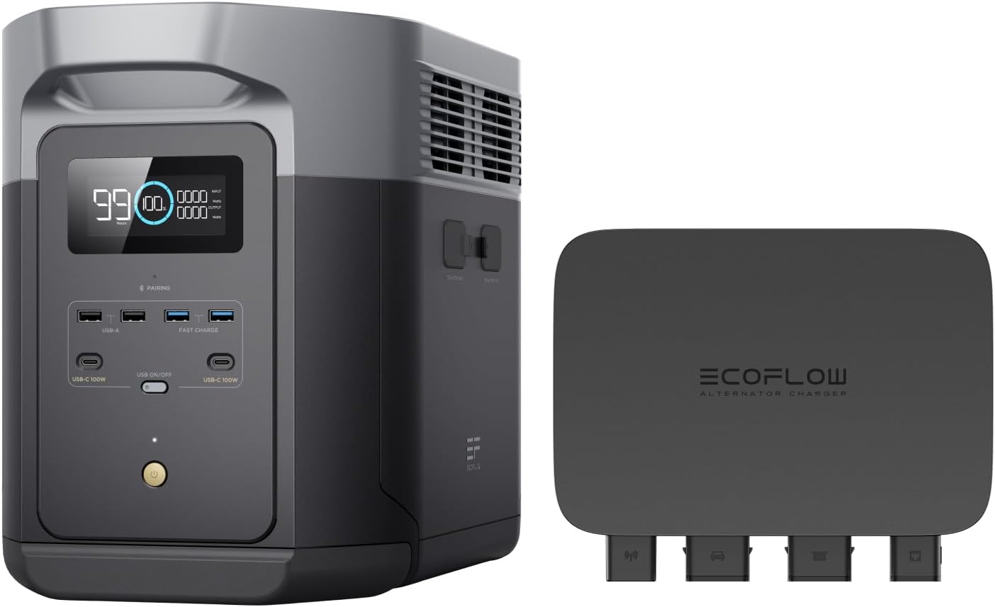EF EcoFlow 800W Alternator Charger, 3-in-1 Fast DC-DC Charger for EcoFlow DELTA 2 MAX, Vehicle Battery Maintainer & Jump Starter 8× Faster Than Cigarette Chargers Easy Install Charges 2kWh in 2.6 Hr