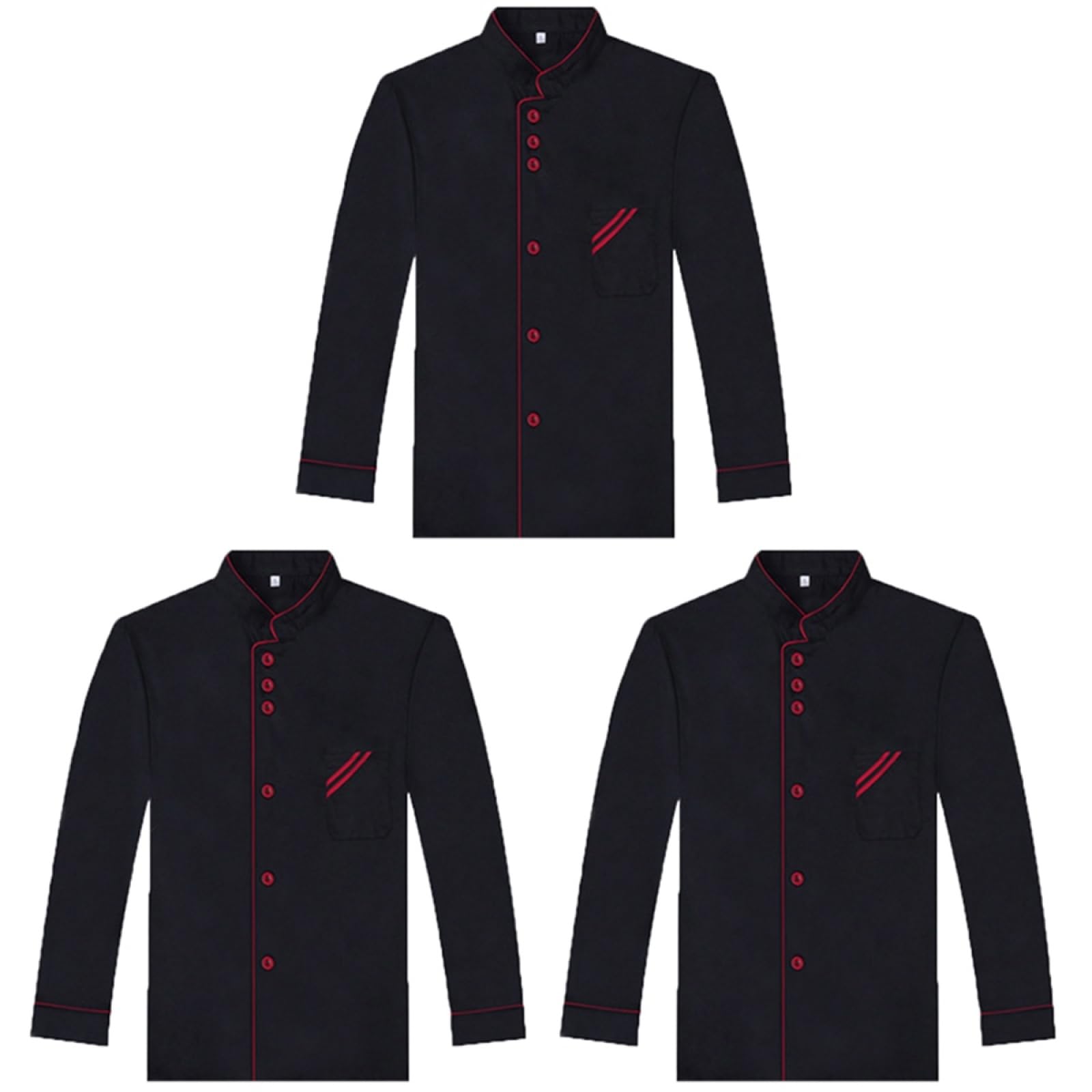 VALICLUD langärmlige kochjacke Langarm Kochuniform Schwarzes Kochhemd Kochmantel änner kochmütze Mantel Herren-jacken Damen-jacken Catering-Jacken lässige lockere Kochkleidung Black