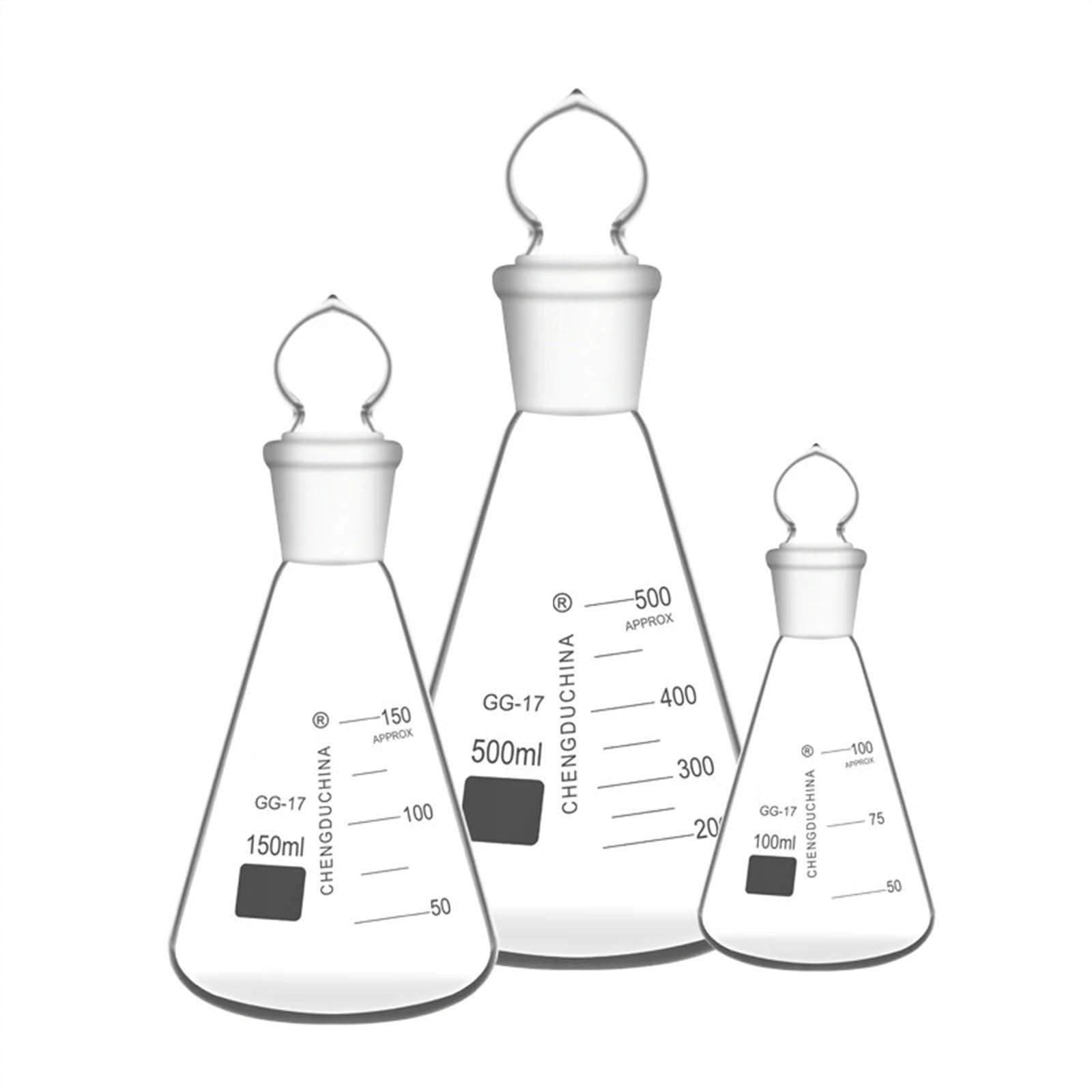Matraz Erlenmeyer de Vidrio con Tapón Matraz Erlenmeyer con Tapón de Vidrio Matraz Erlenmeyer de Vidrio Borosilicato 50-1000ml(1000ml)