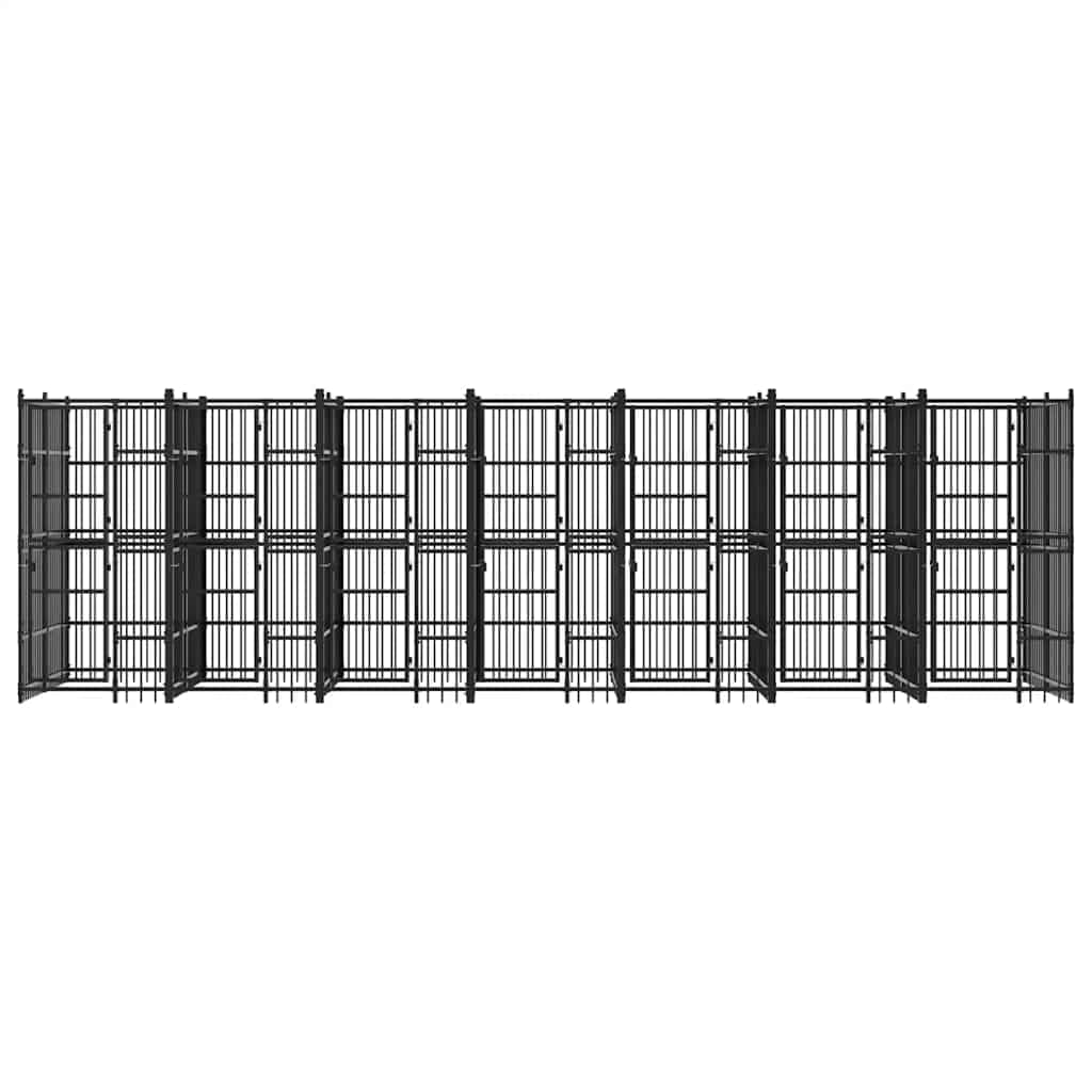 Recinto Cani da Esterno in Acciaio Nero 12,9 mq 672x192x200 cm