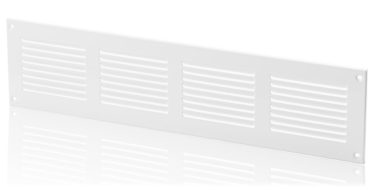 400x100mm / 16x4 inch Anthracite Metal Ventilation Grille with Flyscreen - Air Vent Cover, White, 400x100mm / 16x4' - Image 3