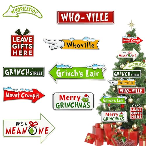 Grinch Christmas Decorations 18Pcs Festive Holiday Tree Ornaments with Vibrant Designs Perfect for Home Decor and Seasonal Parties