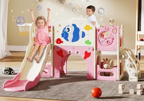 NYEEKOY 8 in 1 Toddler Playground with Slide and Indoor Playset