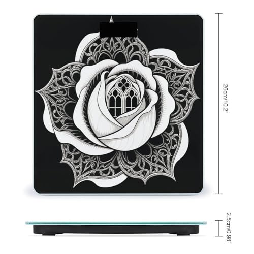 Báscula digital de baño con superficie floral y vidrio templado miniatura 2
