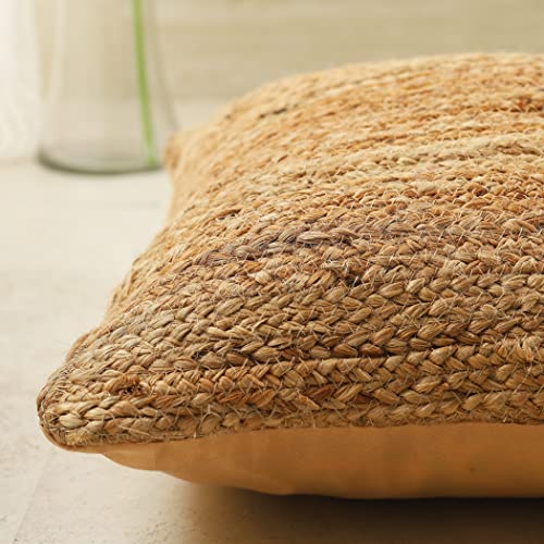 Madhu International Jute Pillow Covers - Natural Jute Cushion Cover 18 X 18 Inch - Boho Braided Pillow Case - Hand Woven Pillow Covers – Bohemian Home Decor Throw Pillow Cover For Sofa Couch Bed #TOP3
