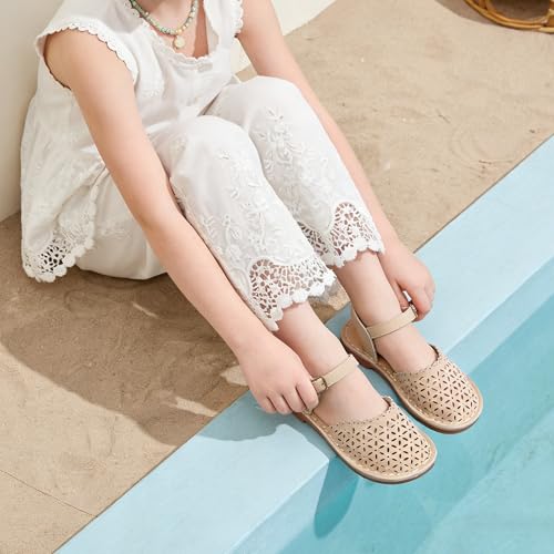 Image of Flaryzone Girls Sandals Closed Toe Summer Flats Dress Sandals Shoes Toddler /Little Kid