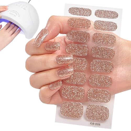 Generisch Halbgehärtete Gel-Nagelstreifen Roségold Glitzer