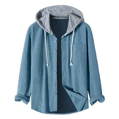 Tobysper Sudadera con capucha para hombre, chaqueta de pana de invierno, forro interior, chaqueta de entretiempo, chaqueta con capucha, chaqueta de ocio, camisa de ocio, multibolsillos, cortavientos,