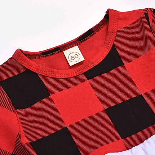 GLIGLITTR Toddler Baby Girls Christmas Outfits Striped Santa Claus Xmas Deer Print Party Dress Clothes Outfit (Red+White, 120(3-4T)) - Thumbnail 5