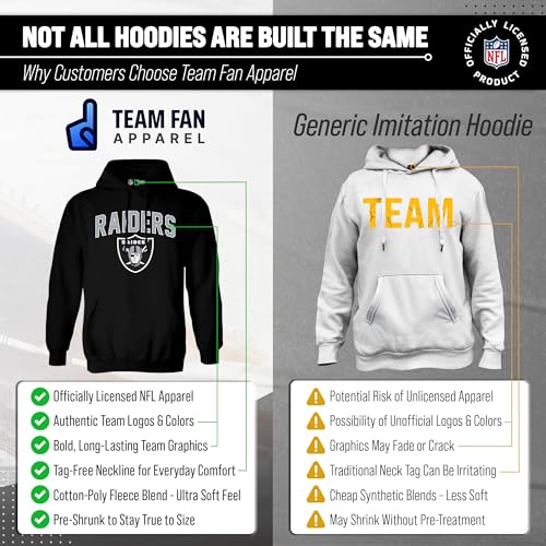 Team Fan Apparel NFL Home Pullover Fleece Hooded Sweatshirt (Las Vegas Raiders - Black, Adult Large) - Image 2