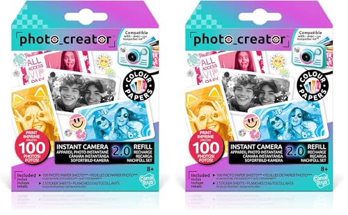 Canal Toys – Photo Creator 2.0 – Recharge Papier Photo | 100 Feuilles Brillantes + 2 Planches de Stickers | Impression instantanée sans Encre –...