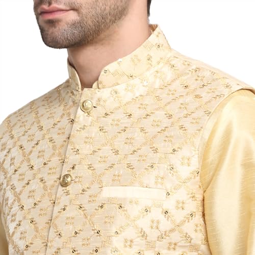 Silk Kurta Churidar with Embroided Zari Nehru Jacket Set, Ethnic Traditional Wear4