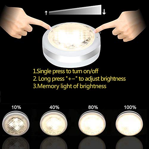 Image of Starxing 6PK Puck Lights with Remote, Battery Operated Under Cabinet Lighting, 4000K Natural White