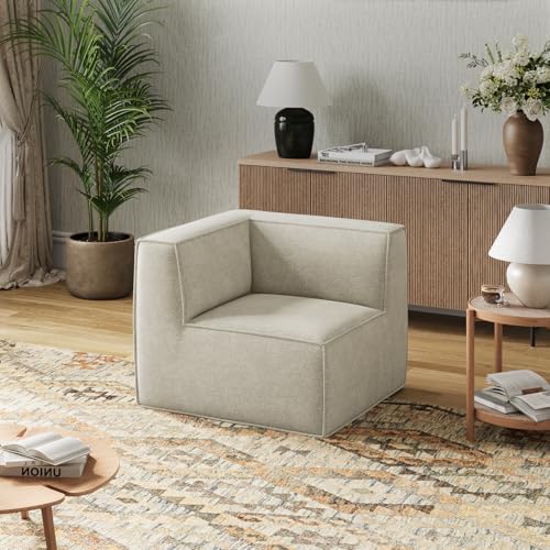 Novilla Modular Sectional Sofa, No Assembly Cloud Sectional Couch with Smarts Coil® Support, Chenille Fabric Sectional Sofa, Boneless Couch for Living Room Apartment, Beige (Corner Chair)
