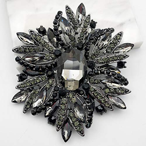 Image of SELOVO 3.5 inch Huge Big Large Brooch Pendant Scarf Hats Decoration Blue Flower Pin Gold Tone