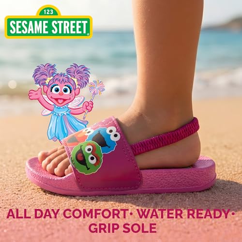 Image of Disney Minnie Mickey Encanto Lightning McQueen Lilo n Stich Sesame Street Little Mermaid Moana Slides Backstrap Slip-On Beach Sandals (Infant /Toddler /Little Kid)