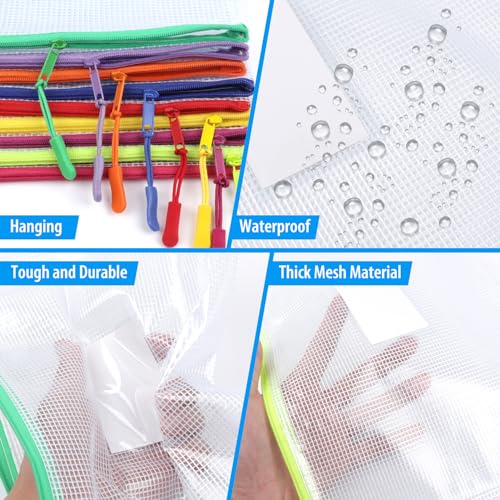 Image of 18 Pack A4 Mesh zipper pouch bags, Mesh Bags with Label Pocket,Zipper Pouches of office supplies, File Bags for Classroom Organization,Puzzles, Board Game Storage