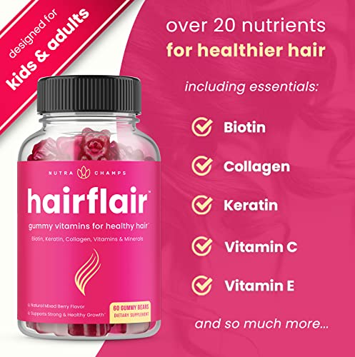 Hair Skin & Nails Gummies with Biotin | Premium Hair Growth Vitamins with Keratin & Collagen Gummies for Nail Growth | Biotin Gummies with Essential Hair & Nails Vitamins for Women & Men (2-Pack) - Image 6