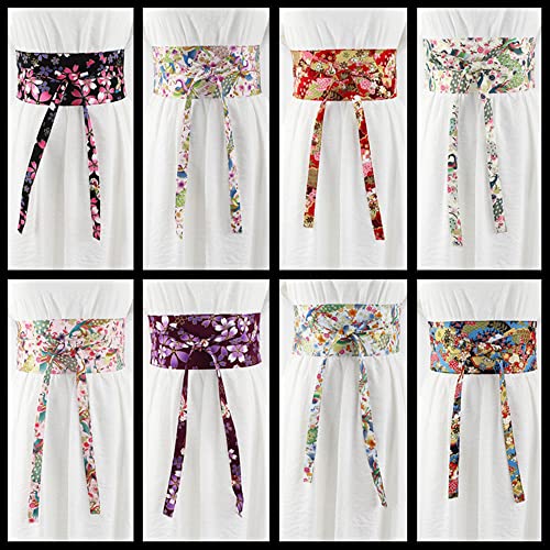 Wide Japanese Floral Belt Corset Obi Tie Waistband for Kimono Yukata Dress Shirt Retro Sash4