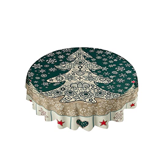 Hixingo Manteles Navideños Redondos, Pattern Copo de Nieve 3D Mantel Navidad Impermeable Antimanchas Mantelerias para Fiesta Restaurante Comedor Cocina (Árbol de Navidad,Diametro 180cm)