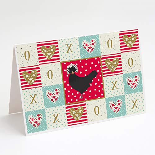 Caroline's Treasures CK5261GCA7P Polish Poland Chicken Love Greeting Cards and Envelopes Pack of 8, Red Blank Cards with Envelopes Whimsical A7 Size 5x7 Blank Note Cards