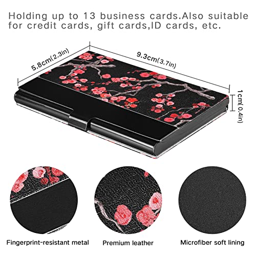 ALAZA Sakura Cherry Blossom Flower Floral Funny Business Card Holder Case for Women Men Cute PU Leather & Metal Name Card Holders with Clip4