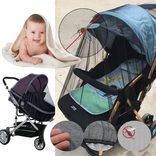 Mosquito Net for Pram Baby Holiday Essentials Washable Mesh Universal Fly bug Buggy Insect Nets Protection Cover with Elastic Edge for Cart,Stroller,Crib Bugaboo,Cot Bed,Basket Travel Sets Accessories