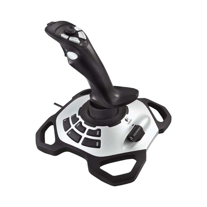Logitech G Extreme 3D Pro Joystick, Controllo Timone a Rotazione, 12 Pulsanti ‎Programmabili, Comando Hat Switch a 8 Direzioni, Base Stabile Robusta, Tiro Rapido, ‎Connessione USB, PC - Nero/Argento