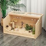 LeFluffy Wooden Hamster Cages, Large Hamster Cage for Syrian Hamsters, Transparent Small Animals Cage with Acrylic Window and Openable Top for Chinchilla, Gerbil (80 x 41 x 40 cm)