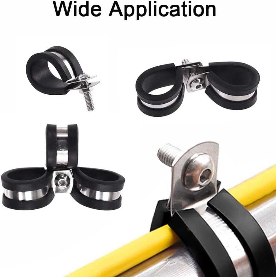 TopHomer 136PCS Stainless Steel Cable Clamps Assortment Kits, 10 Sizes 1/4" 5/16" 3/8" 1/2" 5/8" 3/4" 1" 1-1/4" 1-1/2" 1-3/4", Cable Clips Set with Case